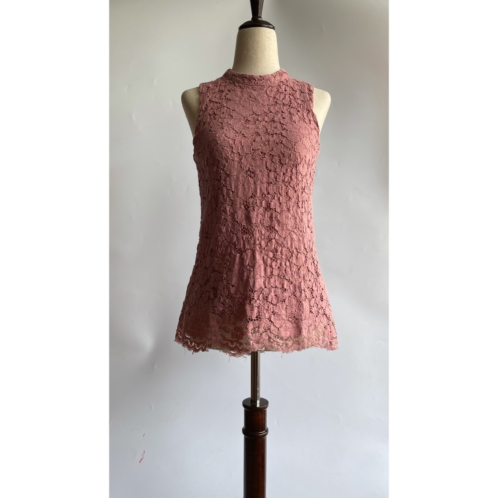 Anthro Rose & Olive Lace Semi Fitted Blouse Small